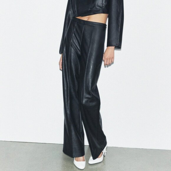 BRAND NEW ZARA FAUX LEATHER PANTS - Picture 1 of 6